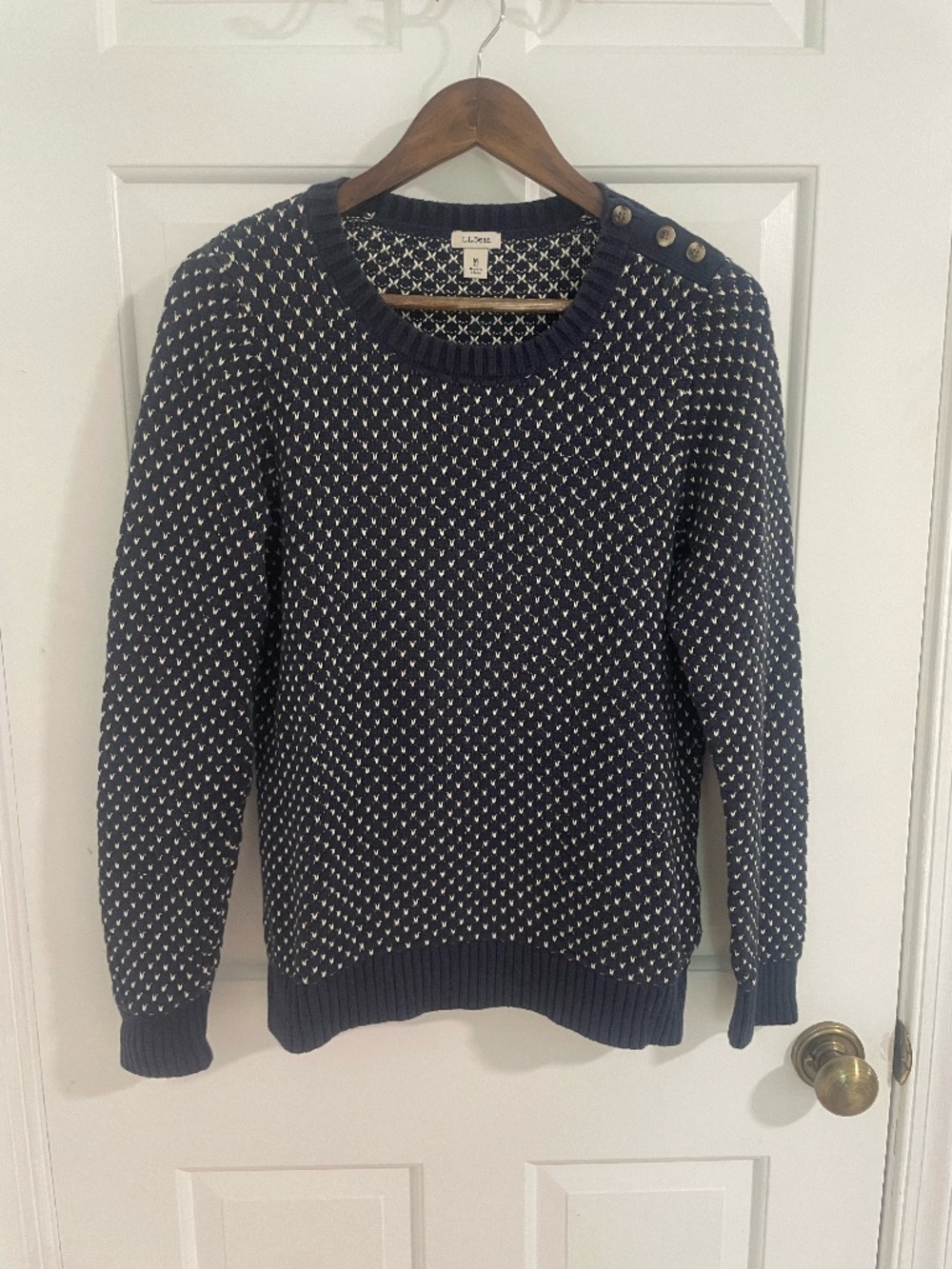 L.L Bean Nordic Bird's Eye Cotton Sweater